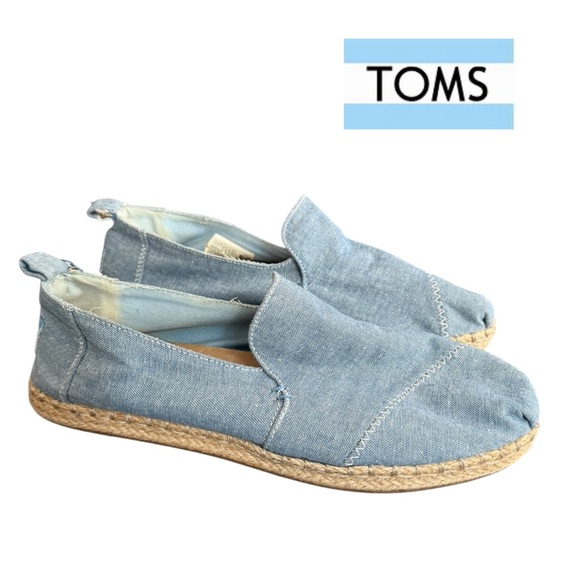 TOMS Denim Blue Casual Espadrilles Flats Women’s Size 9 - Picture 1 of 15
